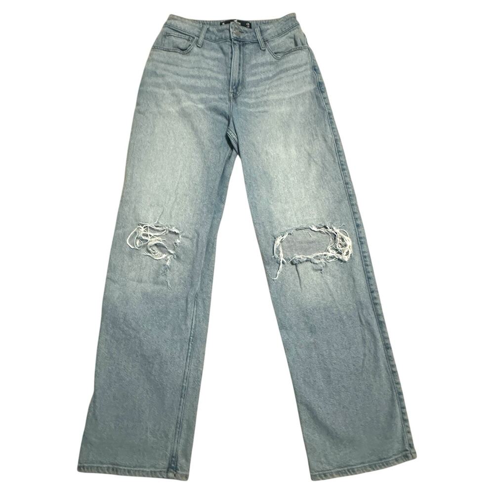 Hollister Ultra High-Rise Dad‎ Jeans Women's 3R/26 Light Wash Distressed Y2K